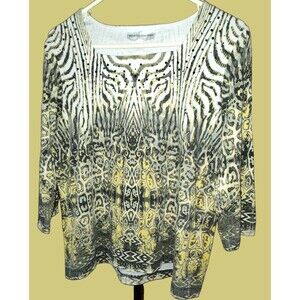 Rebecca Malone Animal Print Top with Half Sleeves